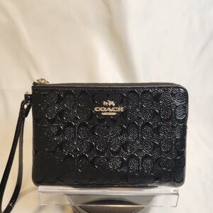 Coach Corner Zip Wristlet in Signature Debossed Patent Leather